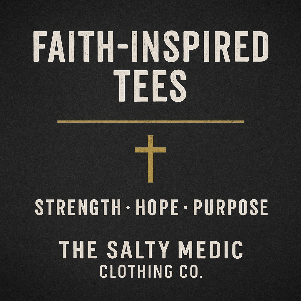 Faith-inspired Christian t-shirts from The Salty Medic – uplifting religious apparel with spiritual messages and original designs
