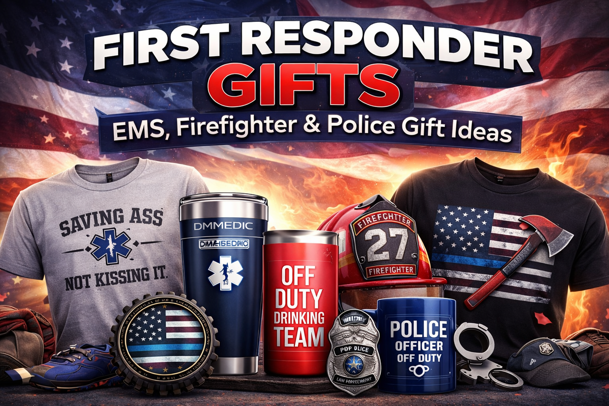 Best first responder gifts including EMS, firefighter, and police apparel, tumblers, and novelty items from The Salty Medic