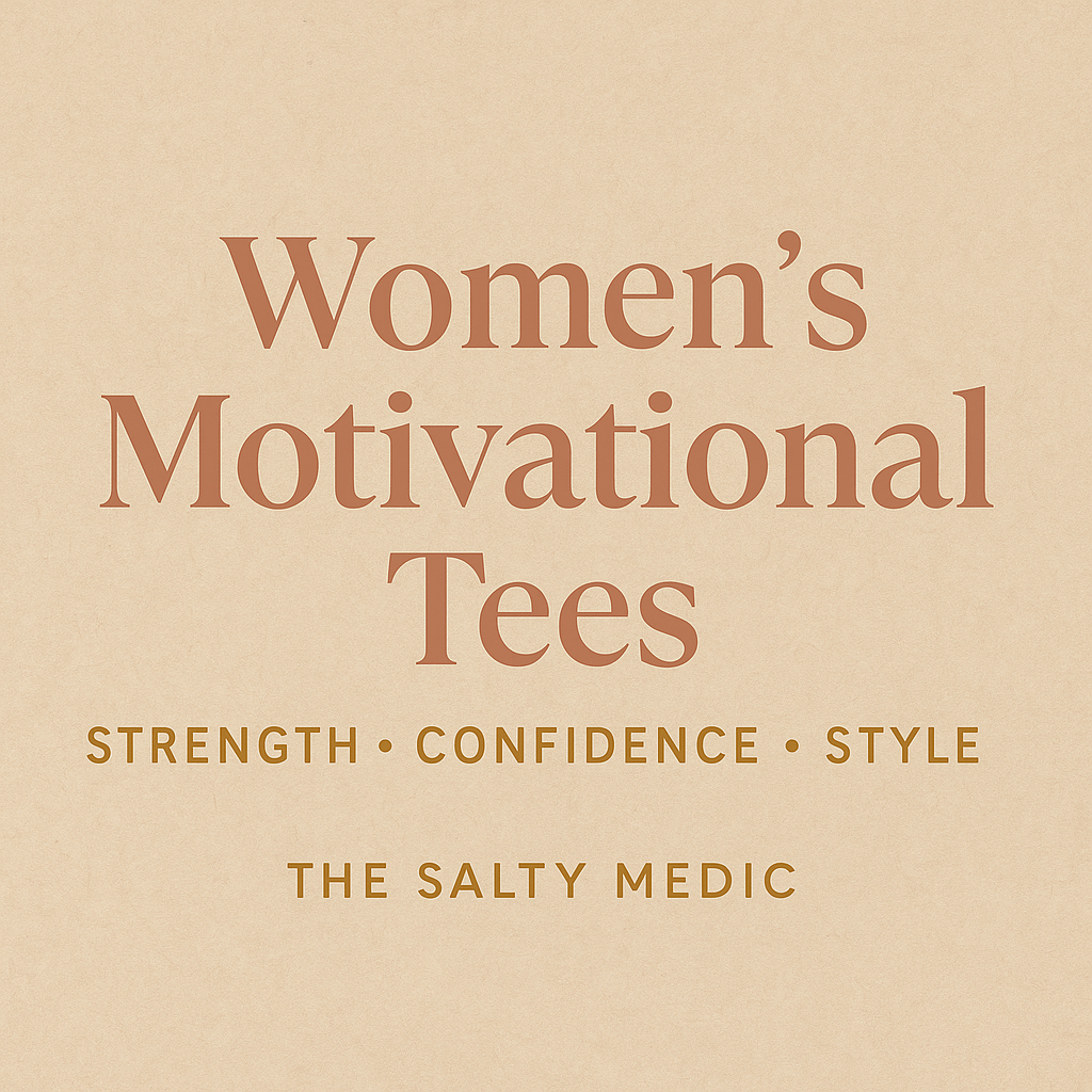 Women’s motivational t-shirts by The Salty Medic – empowering and stylish graphic tees with inspirational quotes and confidence-driven designs