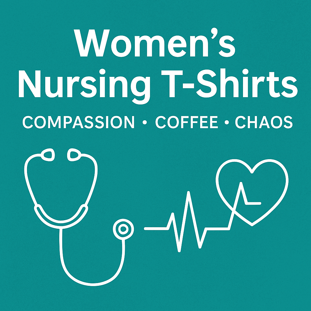 Women’s nursing t-shirts by The Salty Medic – funny and empowering nurse shirts for women with witty healthcare quotes and proud designs