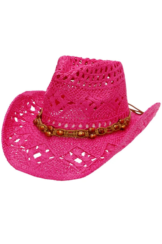 Beaded Crochet Straw Cowboy Hat – Crushable Wired Brim