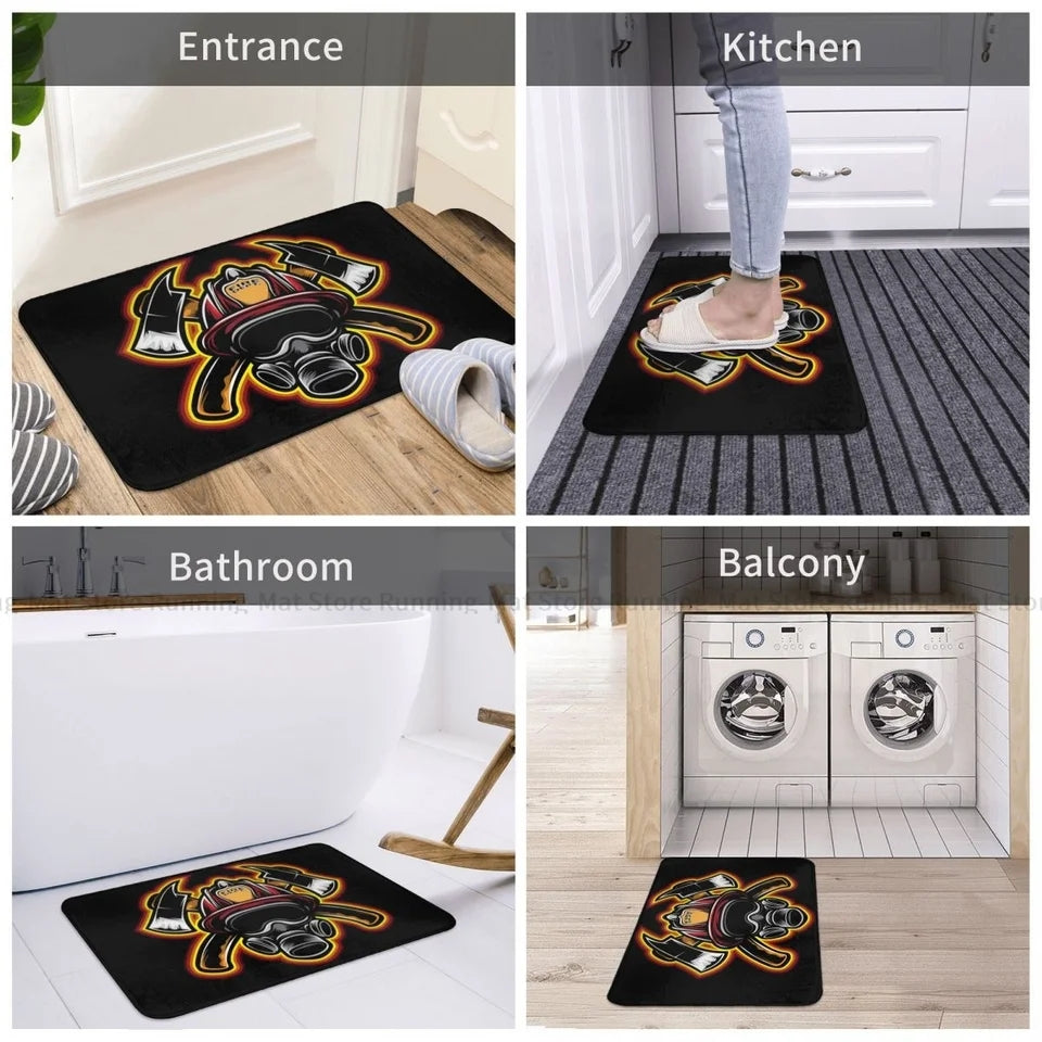 Heroic Grip: Firefighting Themed Non-Slip Indoor Door Mat