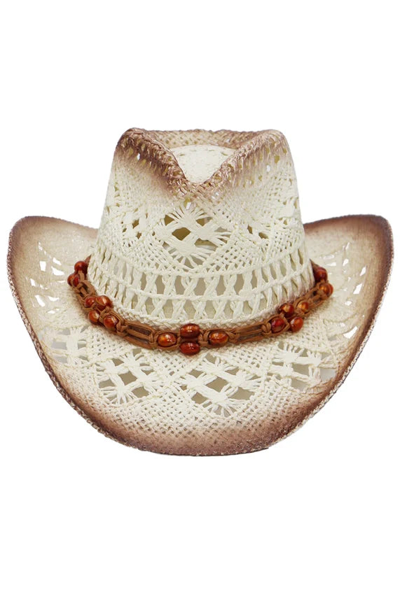 Beaded Crochet Straw Cowboy Hat – Crushable Wired Brim