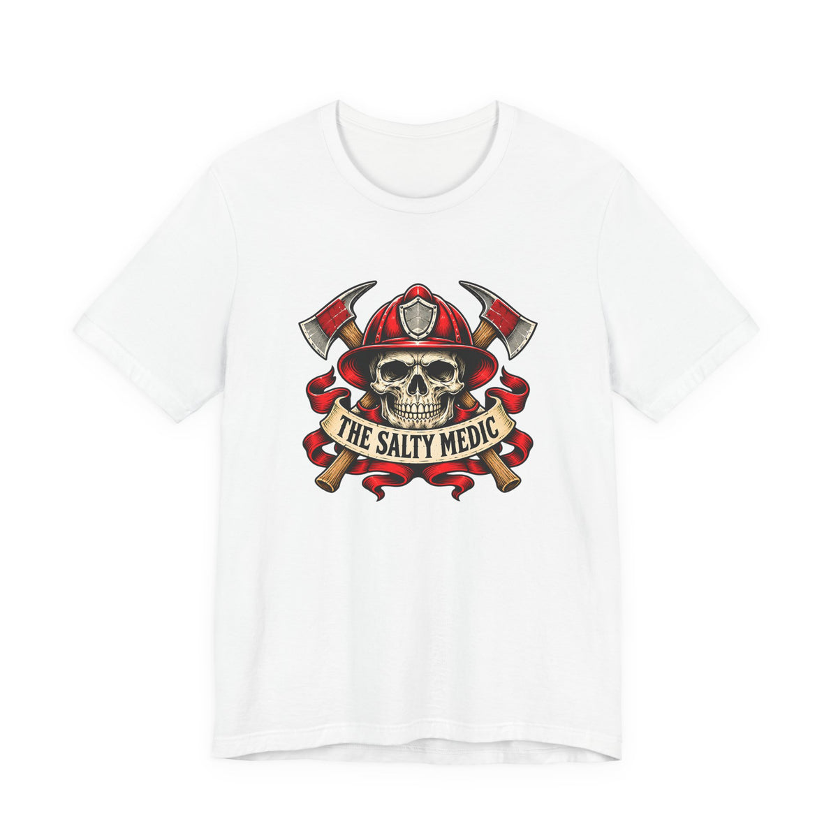 The Salty Medic — Fire Skull Banner Graphic T-Shirt