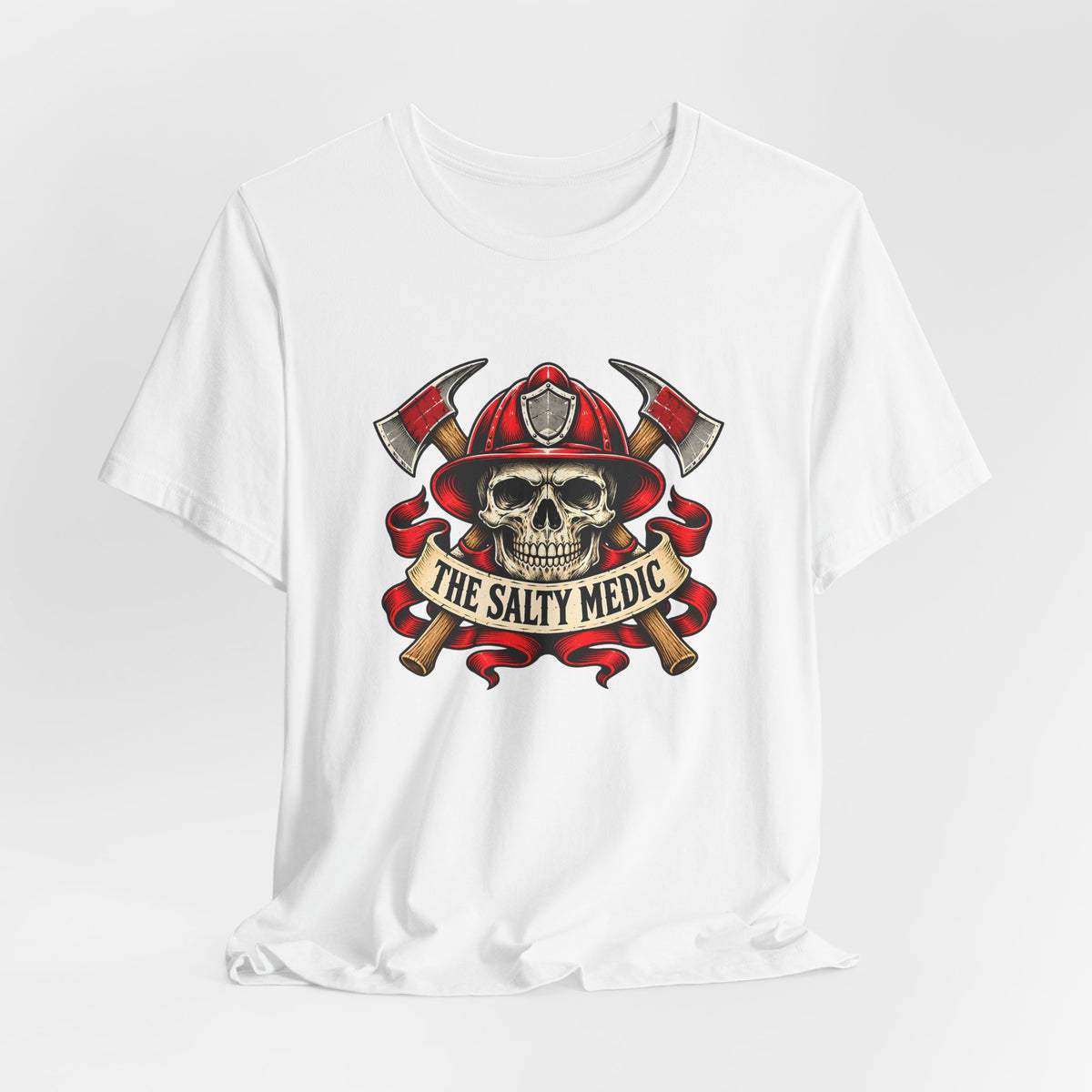 The Salty Medic — Fire Skull Banner Graphic T-Shirt