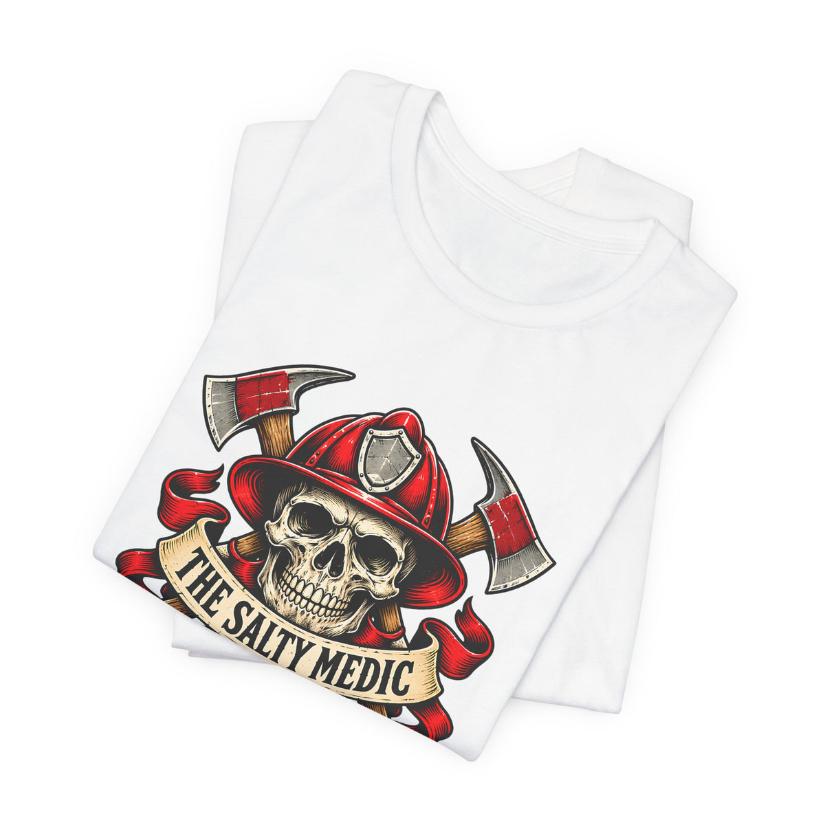 The Salty Medic — Fire Skull Banner Graphic T-Shirt