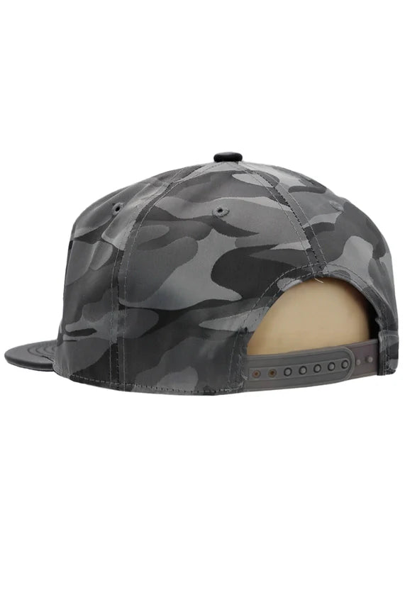 American Flag Camo Flat Brim Snapback Hat – PU Leather Bill