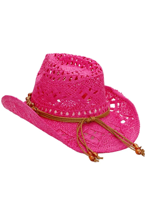 Beaded Crochet Straw Cowboy Hat – Crushable Wired Brim