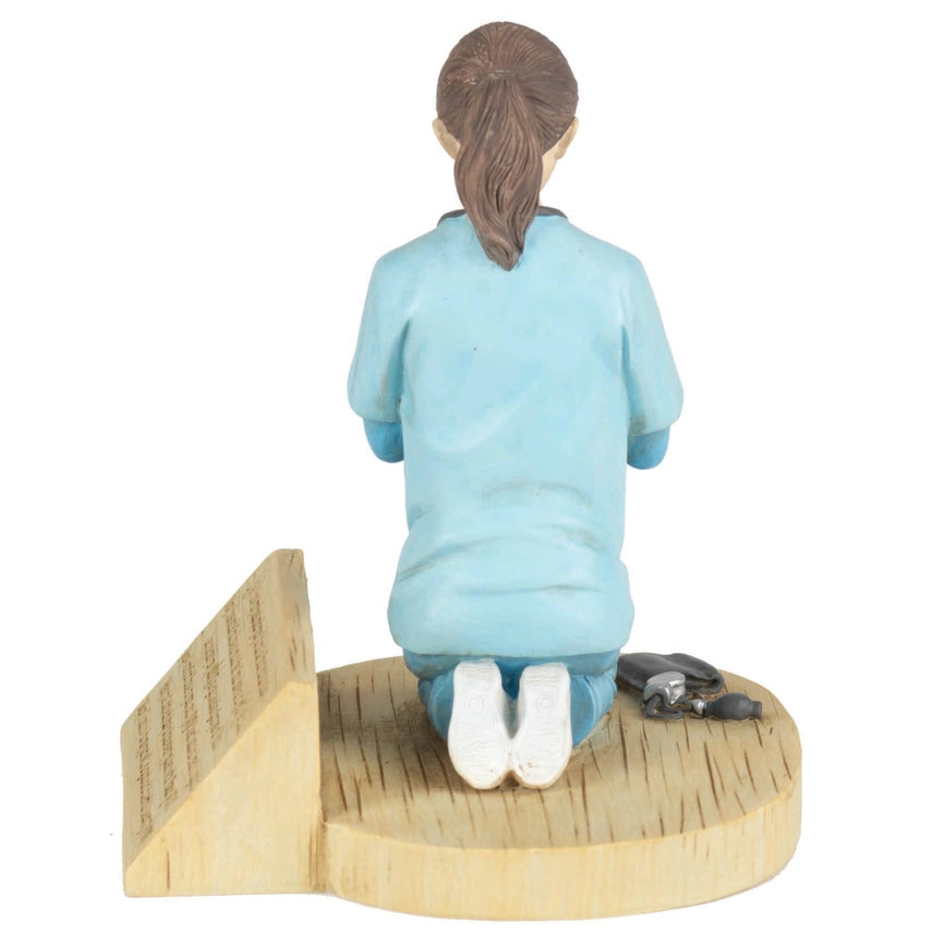 Nurse Prayer Figurine – Kneeling Nurse Faith & Healthcare Tribute Decor