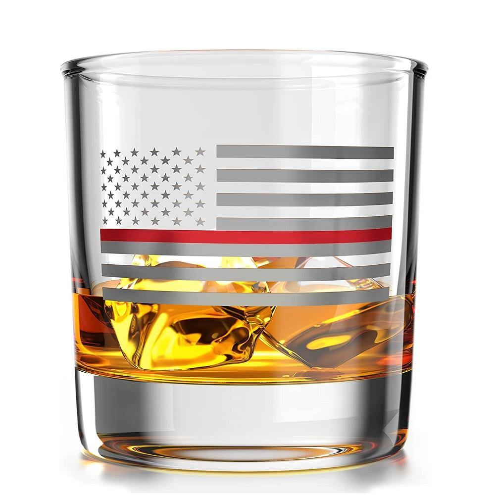 firefighter thin red line whiskey glass 10 oz