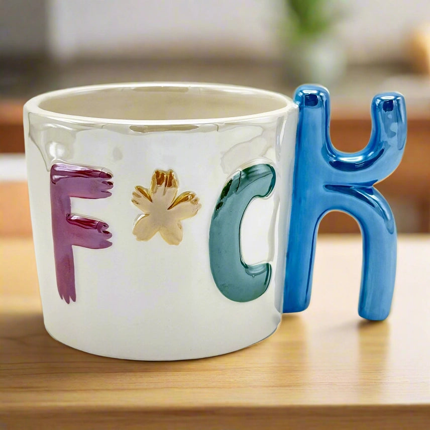 F*ck Mug with “K” Handle – Funny 16oz Ceramic Coffee Mug