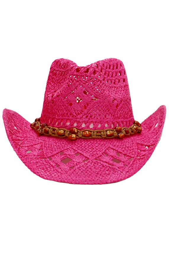 Beaded Crochet Straw Cowboy Hat – Crushable Wired Brim