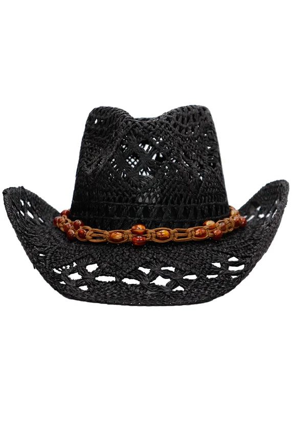 Beaded Crochet Straw Cowboy Hat – Crushable Wired Brim