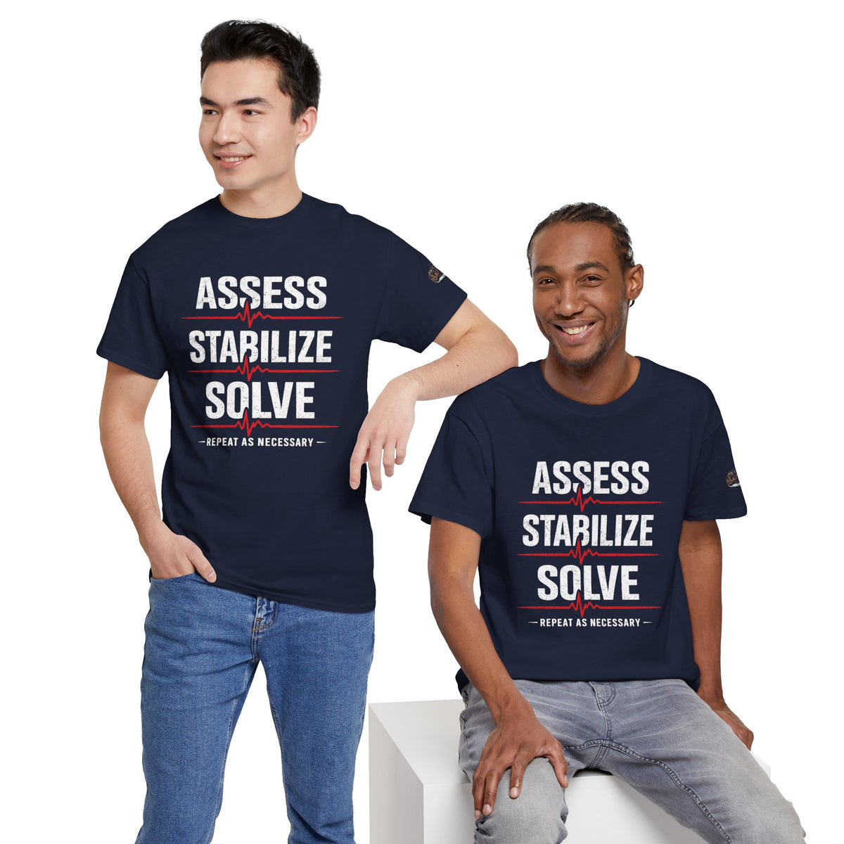 Assess Stabilize Solve EMS T-Shirt – Funny Paramedic & First Responder Tee | The Salty Medic