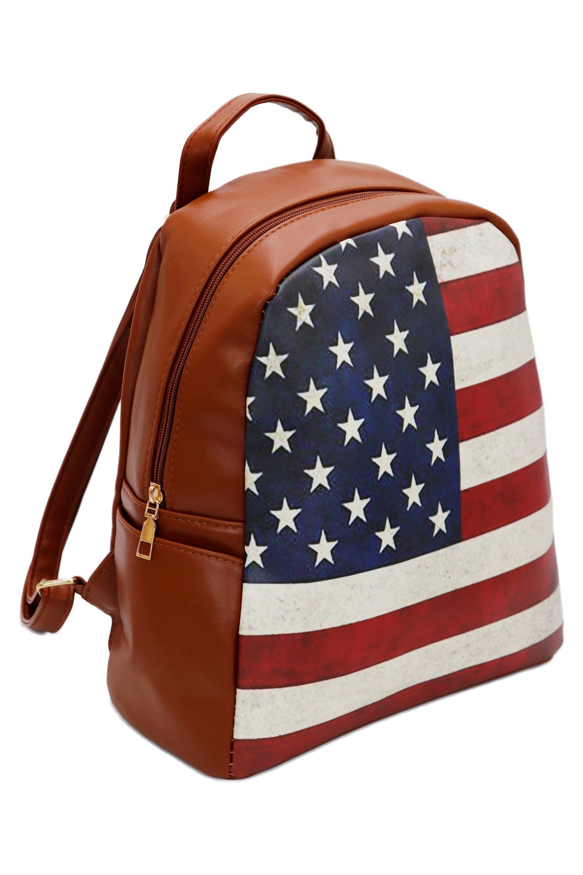 Vintage American Flag Vegan Leather Backpack – Patriotic Print