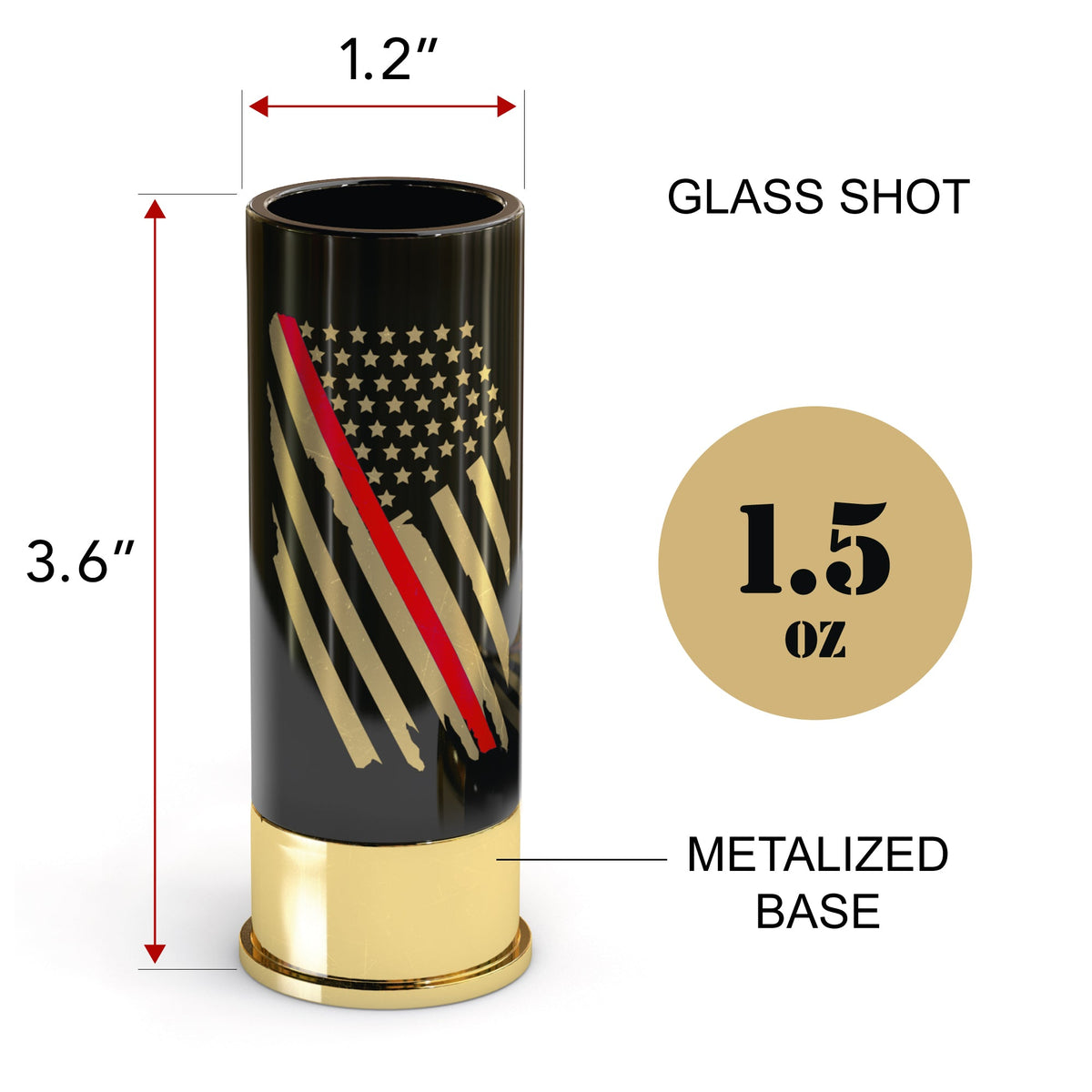 12 Gauge Shot Glasses Set of 4 – Thin Red Line Firefighter Flag