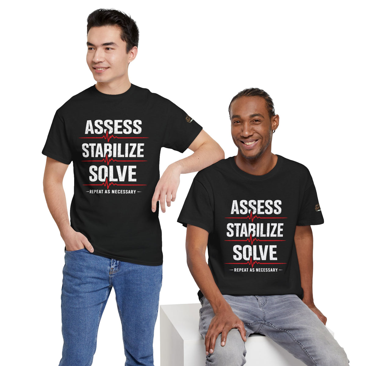 Assess Stabilize Solve EMS t-shirt for paramedics EMT firefighters funny first responder shirt
