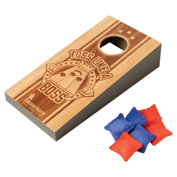 Modern Monkey “Bagging Rights” Wooden Tabletop Cornhole Game | Mini Bean Bag Toss