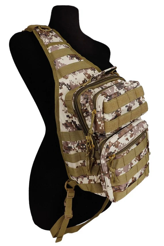 Tactical utility heavy duty shoulder sling bag with MOLLE webbing