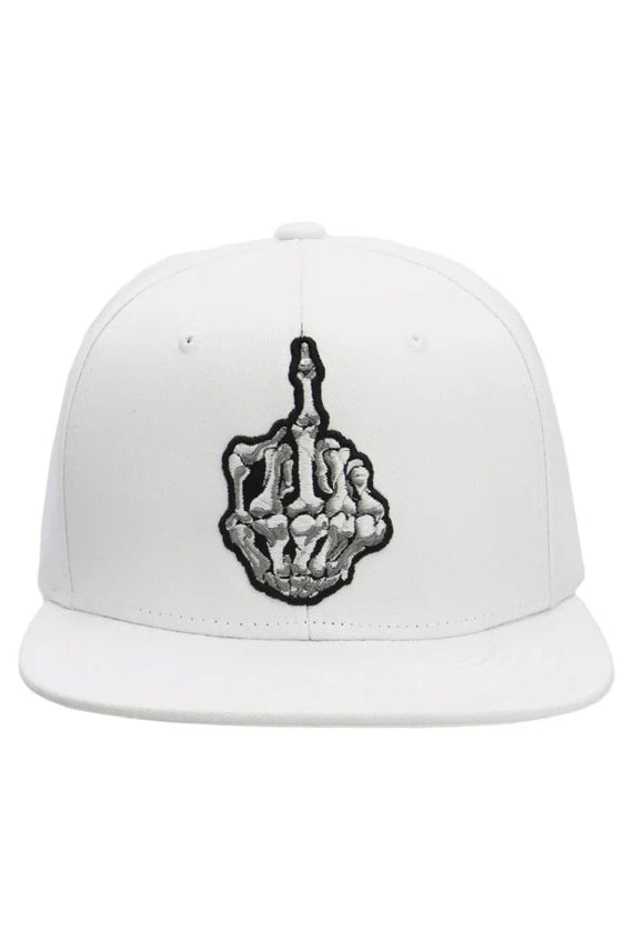 Rebel Skeleton Hand Middle Finger Snapback – Flat Brim Cap