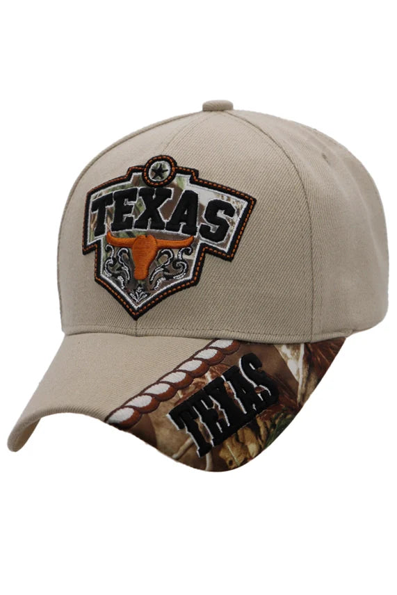 Texas Longhorn Embroidered Baseball Cap – Curved Bill Velcro Back