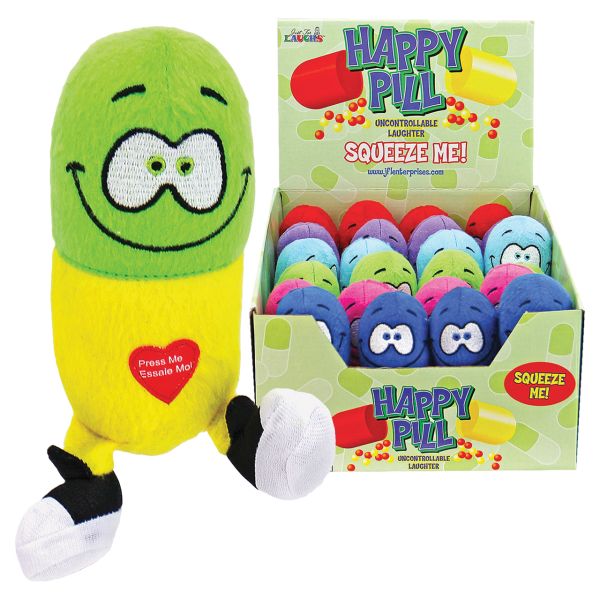 Happy Pill Plush – laughing stress-relief toy for nurses, doctors, EMTs and healthcare workers, sold individually at The Salty Medic