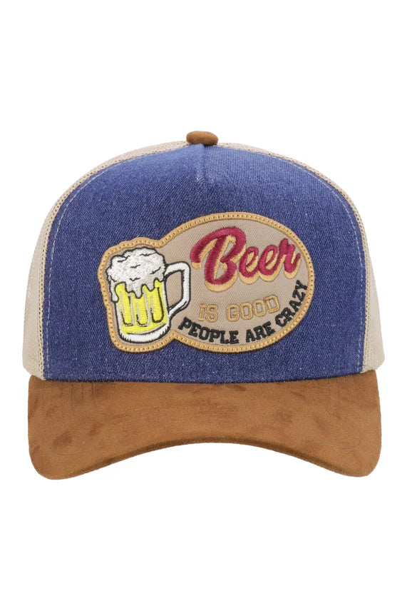 Beer Is Good Five-Panel Trucker Hat – Snapback Mesh Cap
