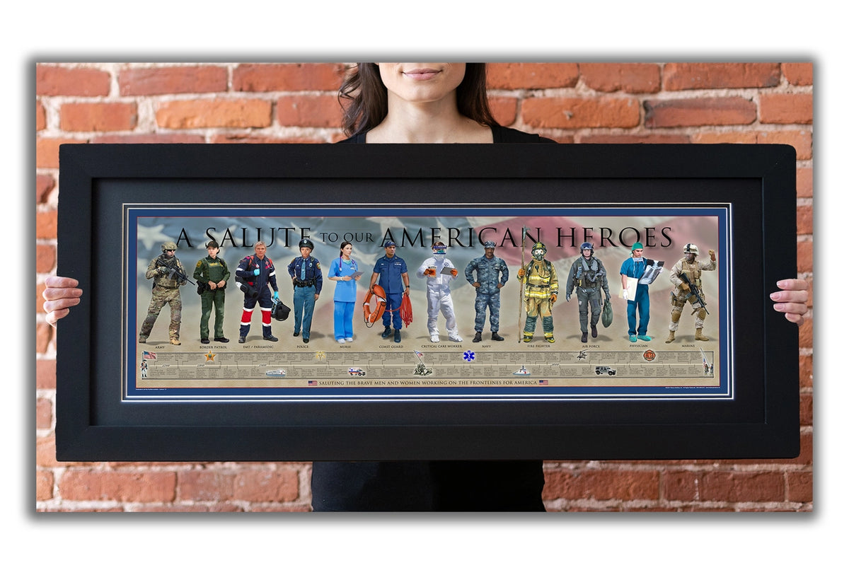A Salute to Our American Heroes Framed Print – Military, First Responder & Healthcare Wall Art