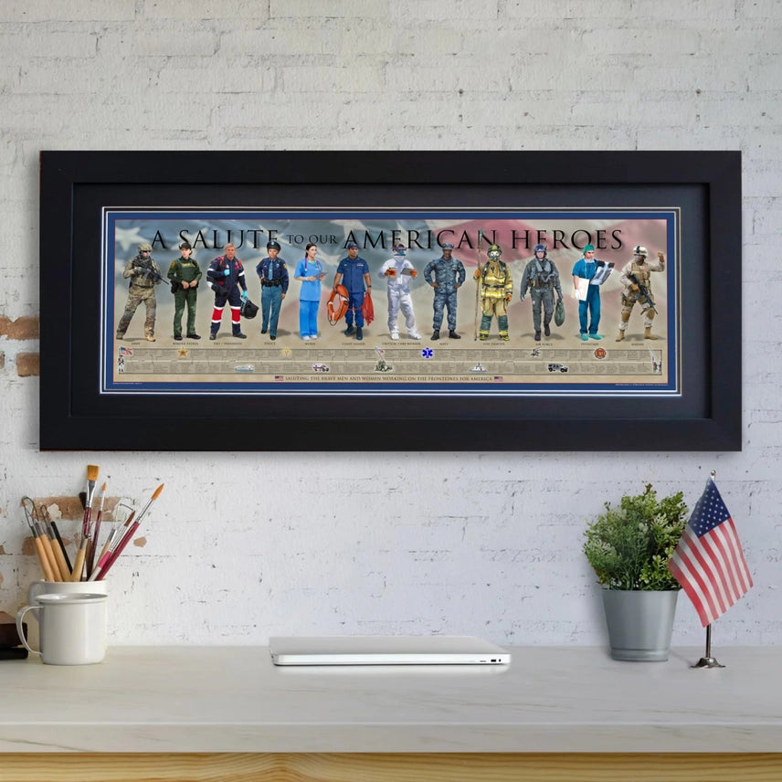 A Salute to Our American Heroes Framed Print – Military, First Responder & Healthcare Wall Art