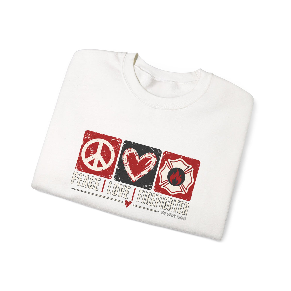 Peace Love Firefighter — Station Symbols Crewneck Sweatshirt