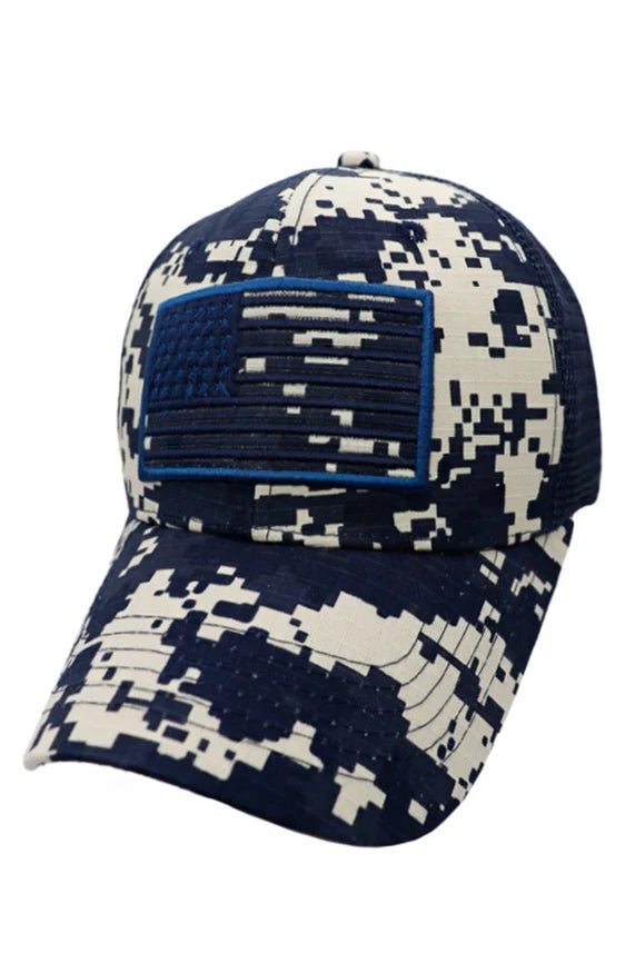 Digital Camo Ripstop Trucker Hat – Mesh Back American Flag