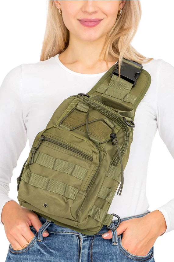 Solid Tactical Utility Heavy Duty Sling Bag – MOLLE Chest Pack