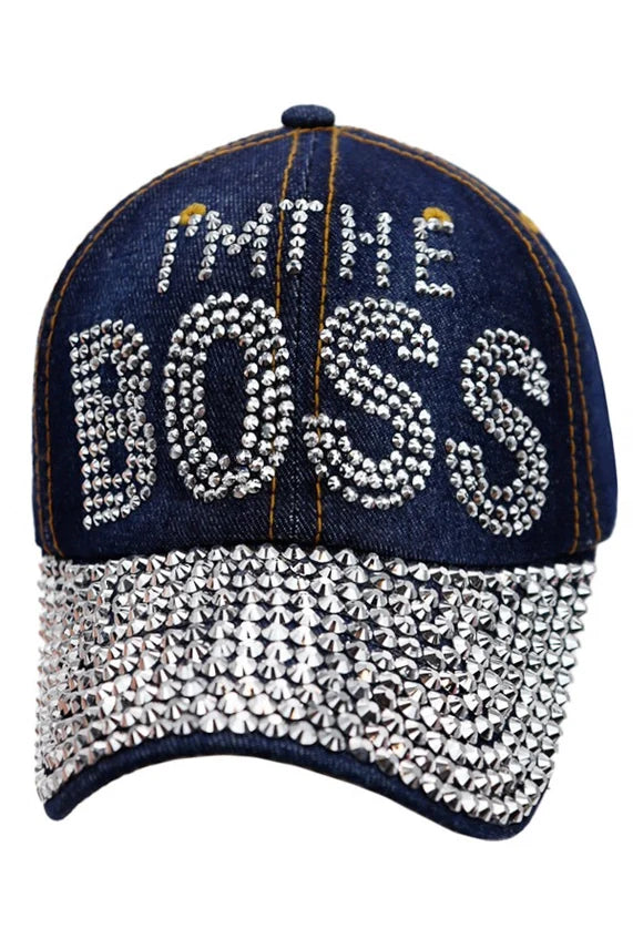 I’M THE BOSS Rhinestone Denim Baseball Cap – Bling Strap Back