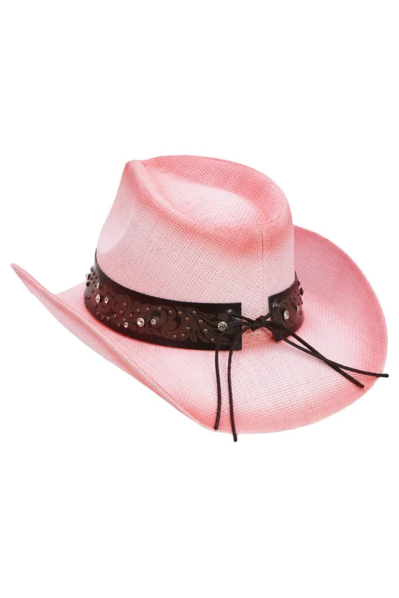 Heart Bling Ombre Straw Cowboy Hat – Rhinestone Belt Trim