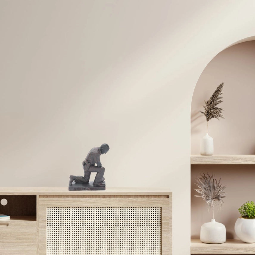 Kneeling Police Officer Prayer Figurine – Bronze-Finish Law Enforcement Faith Decor