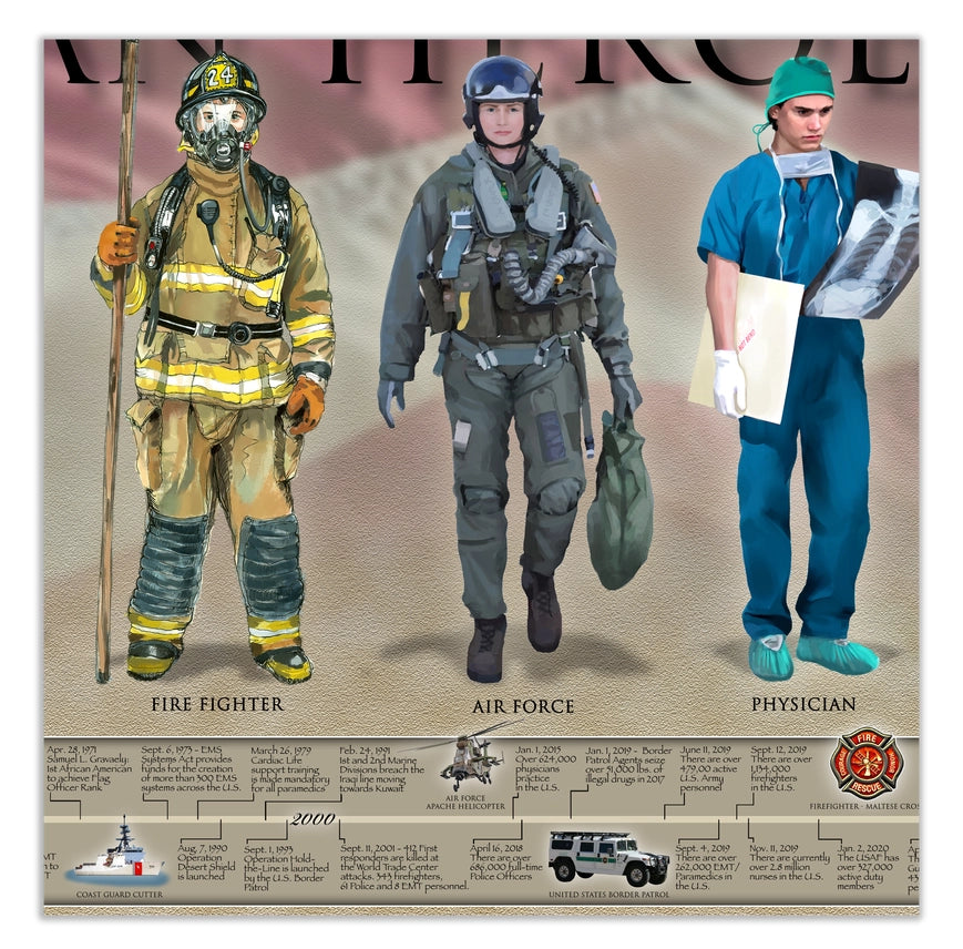 A Salute to Our American Heroes Framed Print – Military, First Responder & Healthcare Wall Art