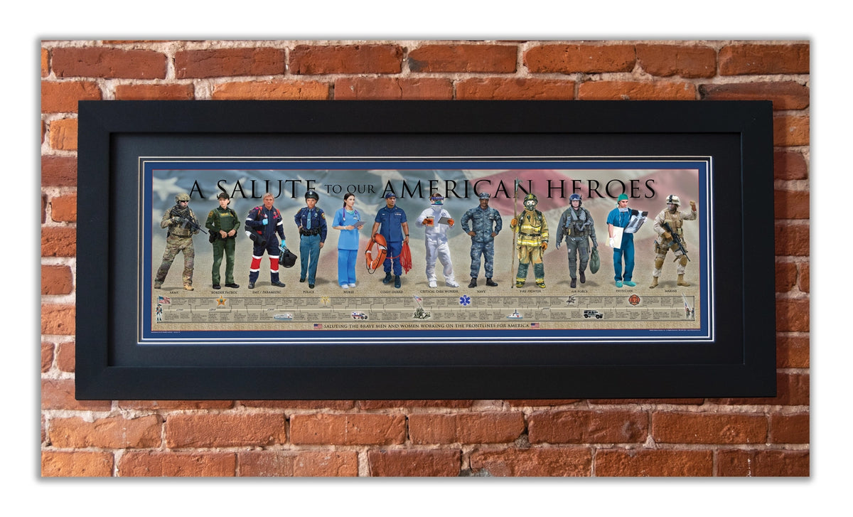 A Salute to Our American Heroes Framed Print – Military, First Responder & Healthcare Wall Art