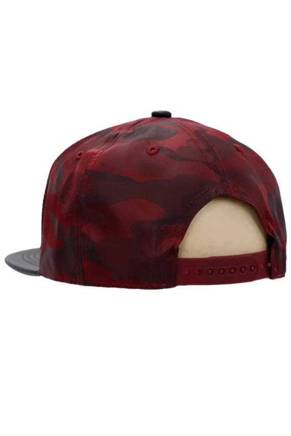 American Flag Camo Flat Brim Snapback Hat – PU Leather Bill