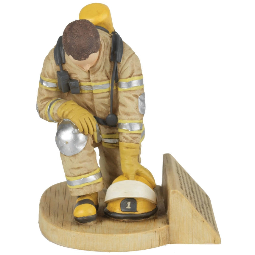 Firefighter’s Prayer Statue by Grace – Kneeling Fireman Faith & Tribute Decor