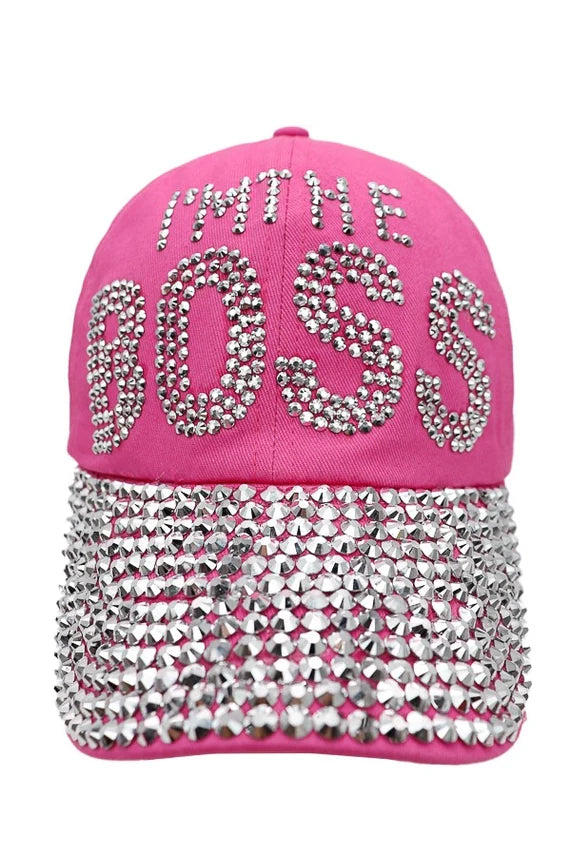 I’M THE BOSS Rhinestone Denim Baseball Cap – Bling Strap Back