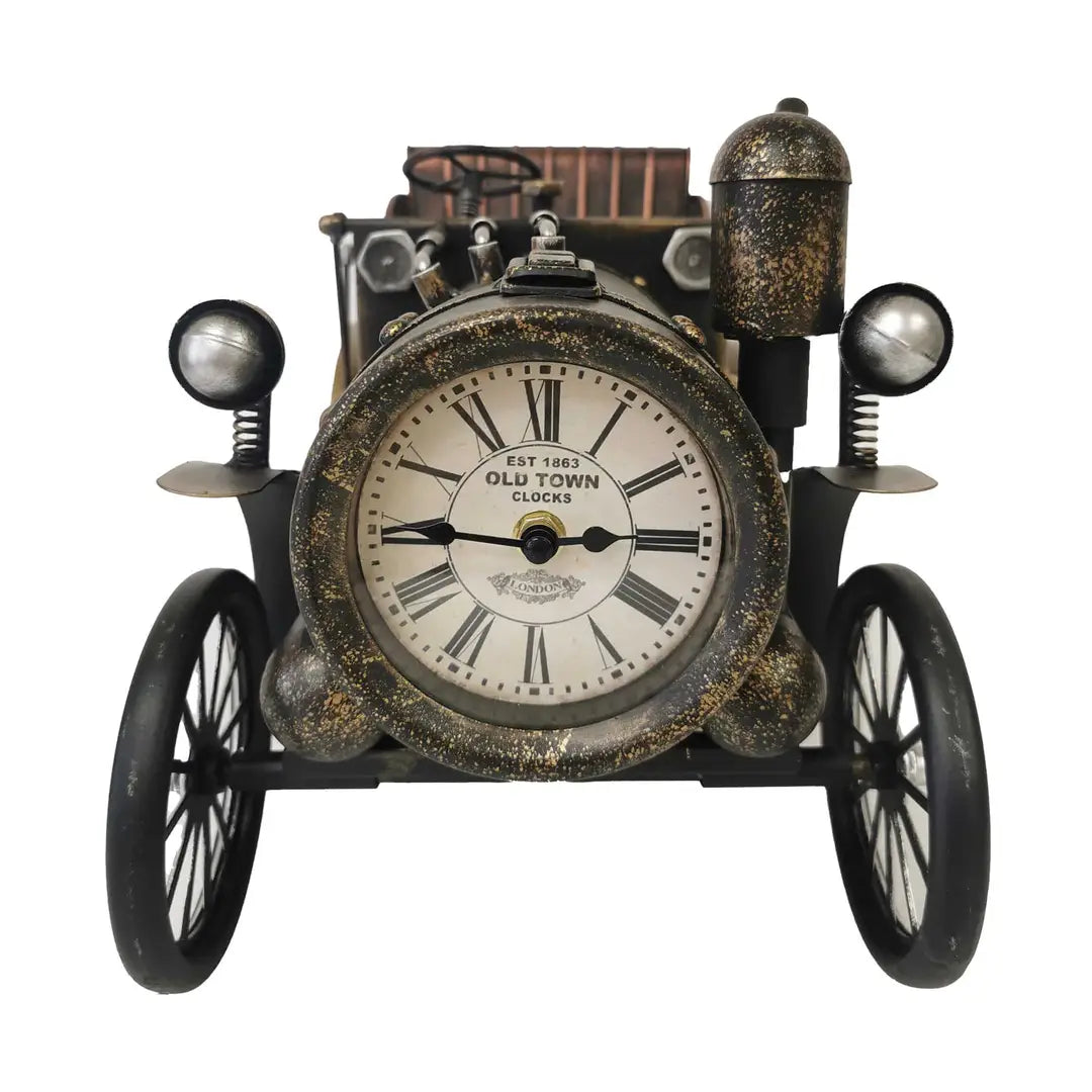 Antique Car Metal Table Clock – Vintage Automotive Desk & Office Decor