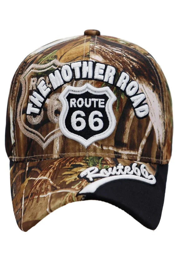 Route 66 “The Mother Road” Arc Logo Baseball Cap – Adjustable