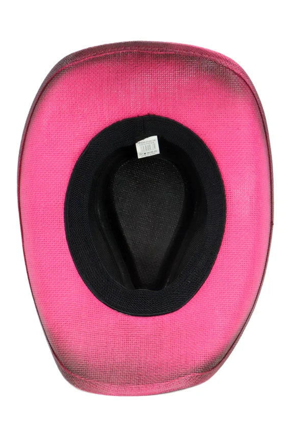 Heart Bling Ombre Straw Cowboy Hat – Rhinestone Belt Trim