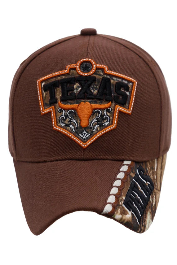 Texas Longhorn Embroidered Baseball Cap – Curved Bill Velcro Back
