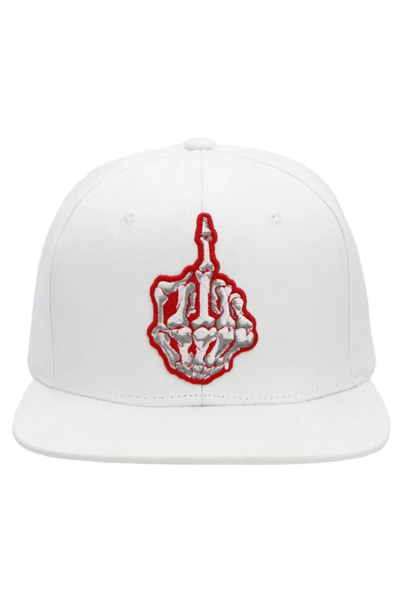 Rebel Skeleton Hand Middle Finger Snapback – Flat Brim Cap