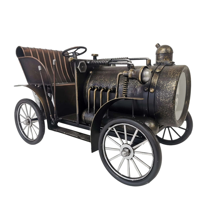 Antique Car Metal Table Clock – Vintage Automotive Desk & Office Decor