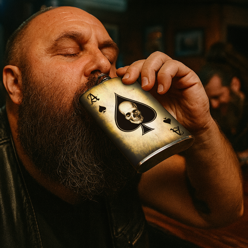 Ace of Spades Stainless Steel Hip Flask – 8 oz Classic Card Game Gift Flask