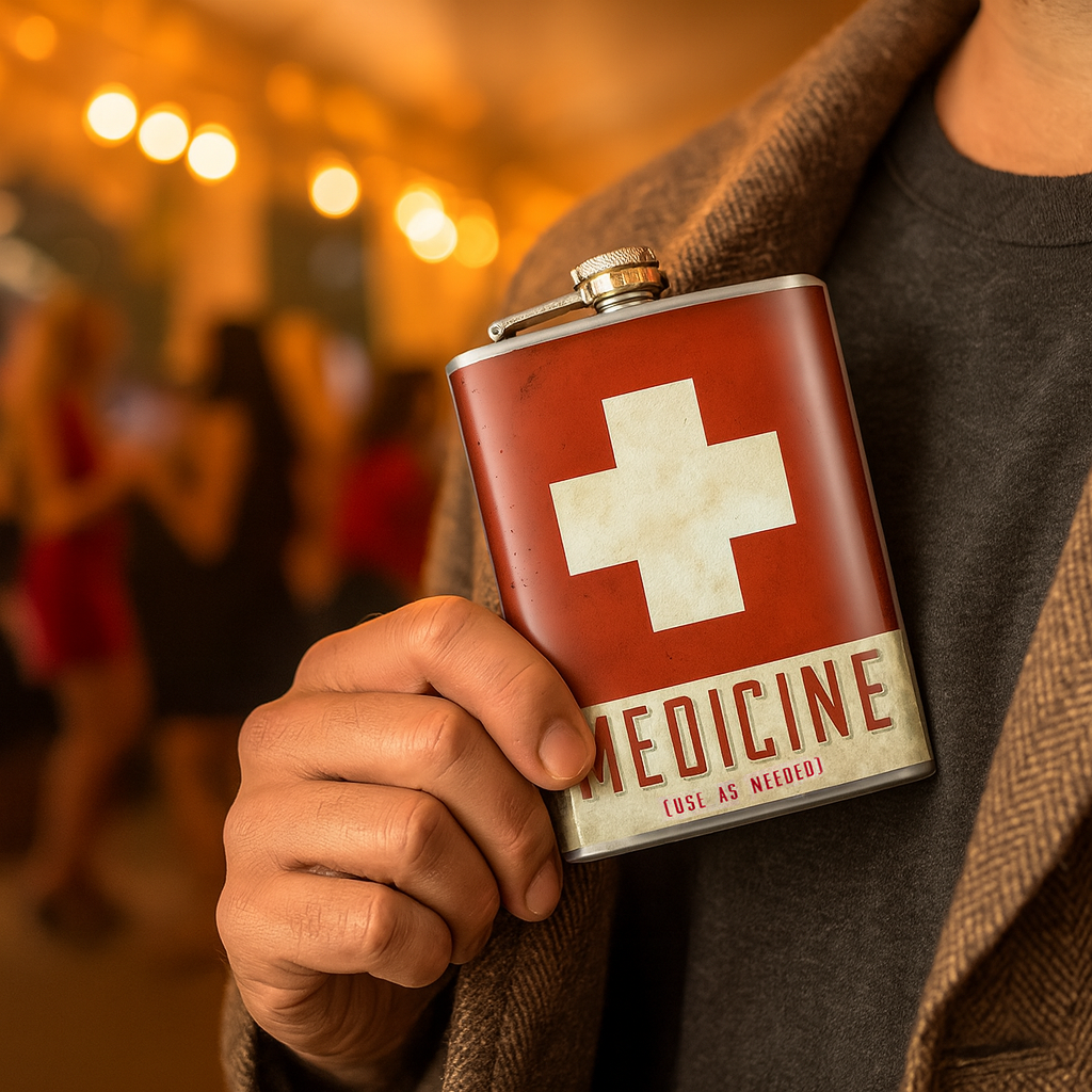 Medicine Stainless Steel Hip Flask – 8 oz Funny Medical Humor Gift Flask