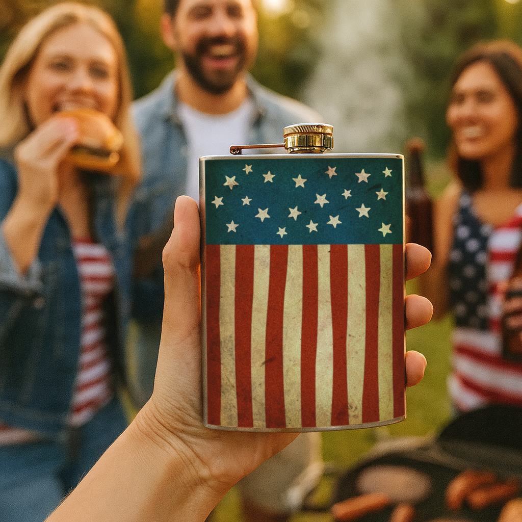 Old Glory Stainless Steel Hip Flask – 8 oz Patriotic Gift Flask