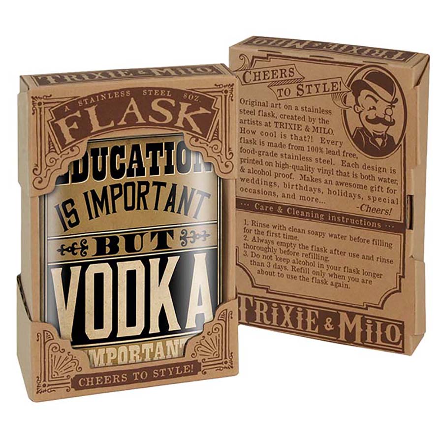 Education Is Importanter Funny Stainless Steel Hip Flask – 8 oz Sarcastic Gift Flask